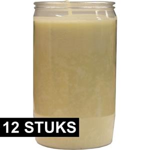 SPAAS 12x Witte grafkaarsen/gedenklichten 7 x 15 cm 6 dagen -