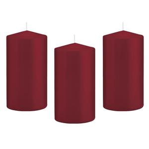 Trend Candles Cilinderkaars/stompkaars - 10x - bordeauxrood - 8 x 15 cm - 69 branduren -