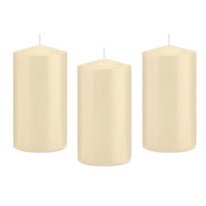 Trend Candles Cilinderkaars/stompkaars - 10x - cremewit - 8 x 15 cm - 69 branduren -