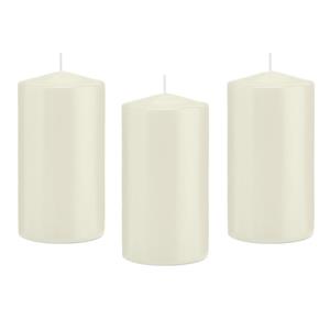 Trend Candles Cilinderkaars/stompkaars - 10x - ivoorwit - 8 x 15 cm - 69 branduren -