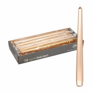 Enlightening Candles 48x Metallic donkere koperen dinerkaarsen 25 cm 8 branduren -