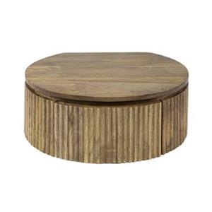 Giga Meubel  Nachtkastje Rond Mangohout - 50x35x20cm - Wave