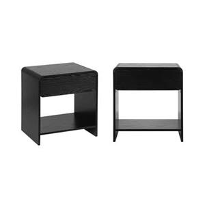 Sweeek  Ronde nachtkastjes in houtdecor, 1 lade en 1 plank (set van