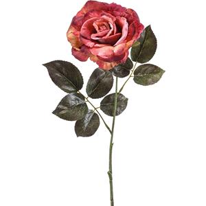 Emerald Kunstbloem roos Pascal - roze/oranje - 65 cm - decoratie bloemen -