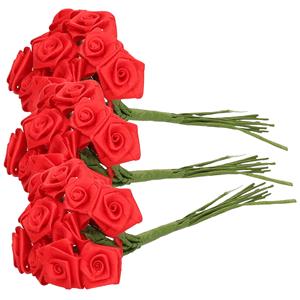 Rayher hobby materialen 3x Rode roosjes van satijn 12 cm -