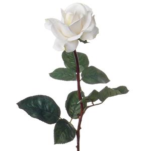 TopArt Kunstbloem roos Caroline - wit - 70 cm - zijde - kunststof steel - decoratie bloemen -