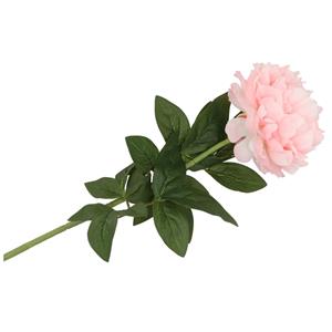 DK Design Kunstbloem pioenroos - licht roze - zijde - 71 cm - kunststof steel - decoratie bloemen -