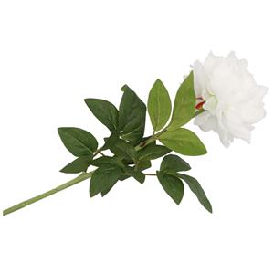 DK Design Kunstbloem pioenroos - wit - zijde - 71 cm - kunststof steel - decoratie bloemen -