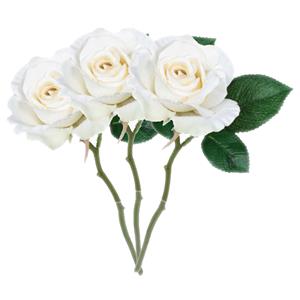 Mica Decorations Kunstbloem roos Emy - 3x - wit - 31 cm - kunststof - decoratie bloemen -