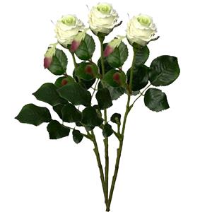 Mica Decorations Kunstbloem roos Elena - 3x - creme - cm - kunststof steel - decoratie bloemen -