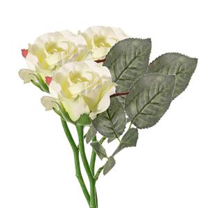 TopArt Kunstbloem roos Alice de luxe - 3x - wit - 30 cm - kunststof steel - decoratie -