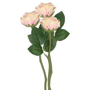 TopArt Kunstbloem roos Nina - 3x - lichtroze - 27 cm - kunststof steel - decoratie bloemen -