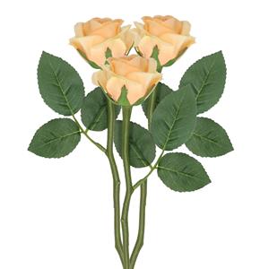 TopArt Kunstbloem roos Nina - 3x - perzik kleur - 27 cm - kunststof steel - decoratie bloemen -