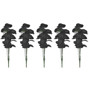 Merkloos 5x Bosje met 6 zwarte rozen halloween decoratie cm -