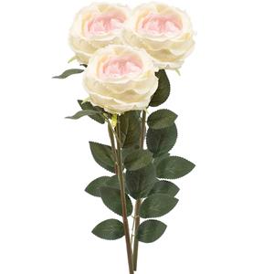 Emerald Kunstbloem roos Joelle - 3x - creme - 65 cm - decoratie bloemen -