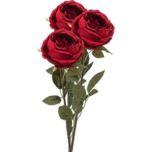 Emerald Kunstbloem roos Joelle - 3x - rood - 65 cm - decoratie bloemen -