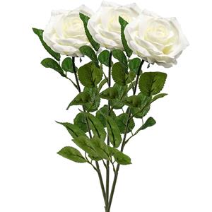 Emerald Kunstbloem roos Marleen - 3x - creme - 63 cm - decoratie bloemen -