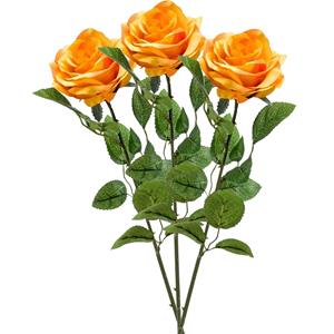 Emerald Kunstbloem roos Marleen - 3x - geel - 63 cm - decoratie bloemen -