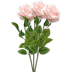 Emerald Kunstbloem roos Marleen - 3x - licht roze - 63 cm - decoratie bloemen -