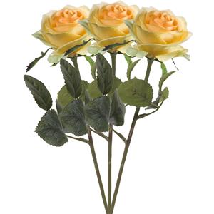Emerald Kunstbloem roos Simone - 3x - geel - 45 cm - decoratie bloemen -
