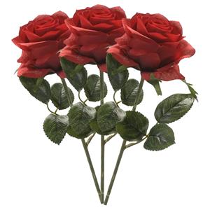 Emerald Kunstbloem roos Simone - 3x - rood - 45 cm - decoratie bloemen -