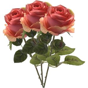 Emerald Kunstbloem roos Simone - 3x - roze - 45 cm - decoratie bloemen -