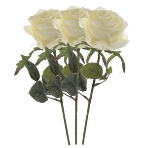 Emerald Kunstbloem roos Simone - 3x - wit - 45 cm - decoratie bloemen -