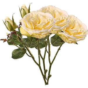 TopArt Kunstbloem roos Little Joy - 3x - geel - cm - kunststof steel - decoratie bloemen -