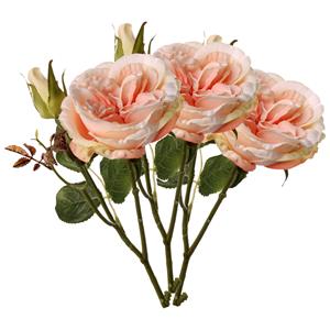 TopArt Kunstbloem roos Little Joy - 3x - roze - cm - kunststof steel - decoratie bloemen -