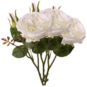 TopArt Kunstbloem roos Little Joy - 3x - wit - cm - kunststof steel - decoratie bloemen -