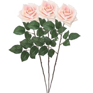 Mica Decorations Kunstbloem roos Emily - 3x - licht roze - 66 cm - kunststof steel - decoratie bloemen -