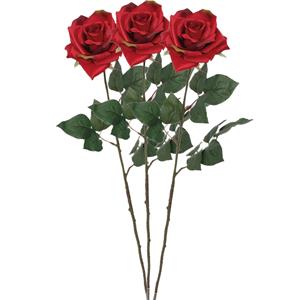 Mica Decorations Kunstbloem roos Emily - 3x - rood - 66 cm - kunststof steel - decoratie bloemen -