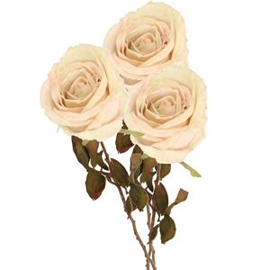 TopArt Kunstbloem roos Calista - 3x - wit creme - 66 cm - kunststof steel - decoratie bloemen -