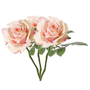 TopArt Kunstbloem Roos de luxe - 3x - roze - 30 cm - kunststof steel - decoratie bloemen -