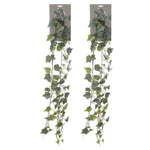 Louis Maes kunstplant blaadjes slinger Klimop/hedera - 2x - groen - 180 cm -