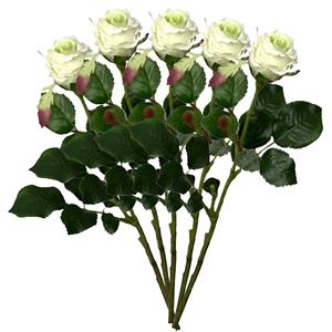 Mica Decorations Kunstbloem roos Elena - 5x - creme - cm - kunststof steel - decoratie bloemen -