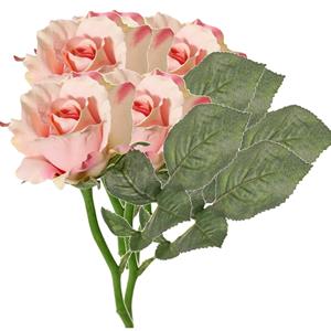 TopArt Kunstbloem - 5x - roos Alice - de luxe - roze - 30 cm - kunststof steel - decoratie -