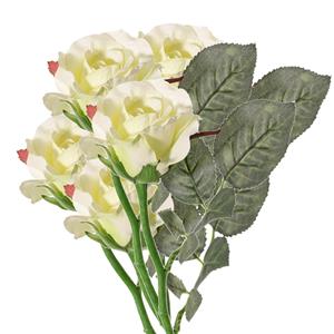 TopArt Kunstbloem roos Alice de luxe - 5x - wit - 30 cm - kunststof steel - decoratie -
