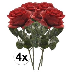 Bellatio flowers & plants 4x Rode rozen Simone kunstbloemen 45 cm -