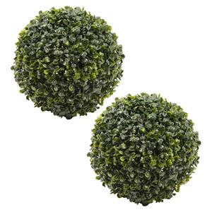 Everlands 2x stuks buxus bol kunstplanten - klein - D22 cm - groen - kunststof -