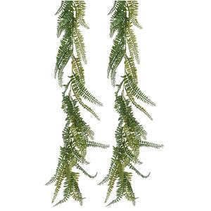 Everlands Planten slinger - 2x - varen - kunstplant - groen - 180 cm -