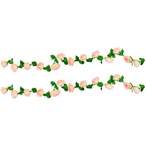 Chaks Rozen bloemenslinger - 2x - kunstplant/bloem - roze - 220 cm -