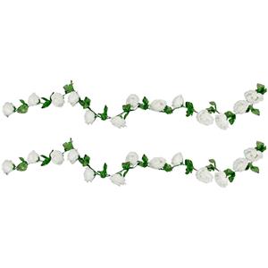Chaks Rozen bloemenslinger - 2x - kunstplant/bloem - wit - 220 cm -