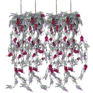 Decoris Lavendel Bloemen slinger - 4x stuks - Licht paars - kunstplanten - 80 cm -