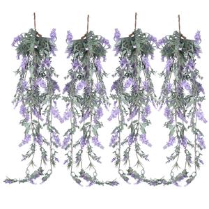 Decoris Lavendel Bloemen slinger - 4x stuks - Lila - kunstplanten - 80 cm -