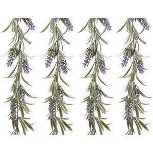 Decoris Lavendel Bloemen slinger - 4x stuks - Paars - kunstplanten - 80 cm -