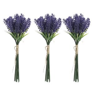 Items Lavendel kunstbloemen - 6x - bosje met stelen van paarse bloemetjes - 10 x 26 cm -