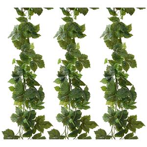 Everlands Planten slinger - 3x - wijnstok - kunstplant - groen - 175 cm - wijnrank -