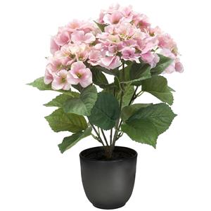 Merkloos Hortensia kunstplant/kunstbloemen cm - roze - in pot mat zwart -