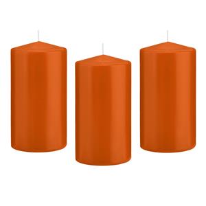 Trend Candles Cilinderkaars/stompkaars - 12x - oranje - 8 x 15 cm - 69 branduren -